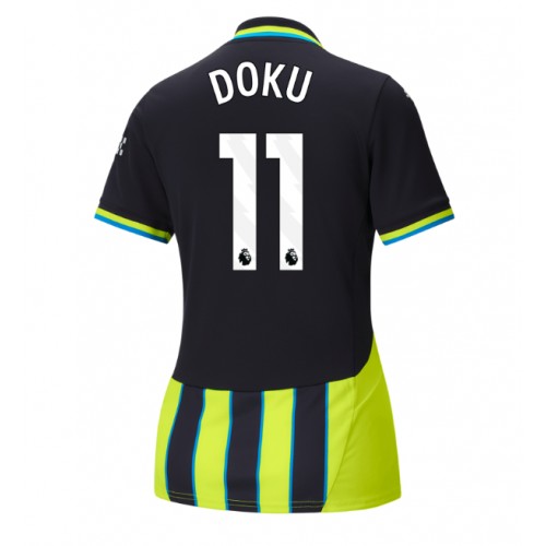 Fotballdrakt Dame Manchester City Jeremy Doku #11 Bortedrakt 2024-25 Kortermet